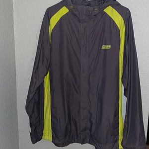 Coleman Mens Dark Gray Nylon Blend Hooded Full Zip Windbreaker Jacket Size Large